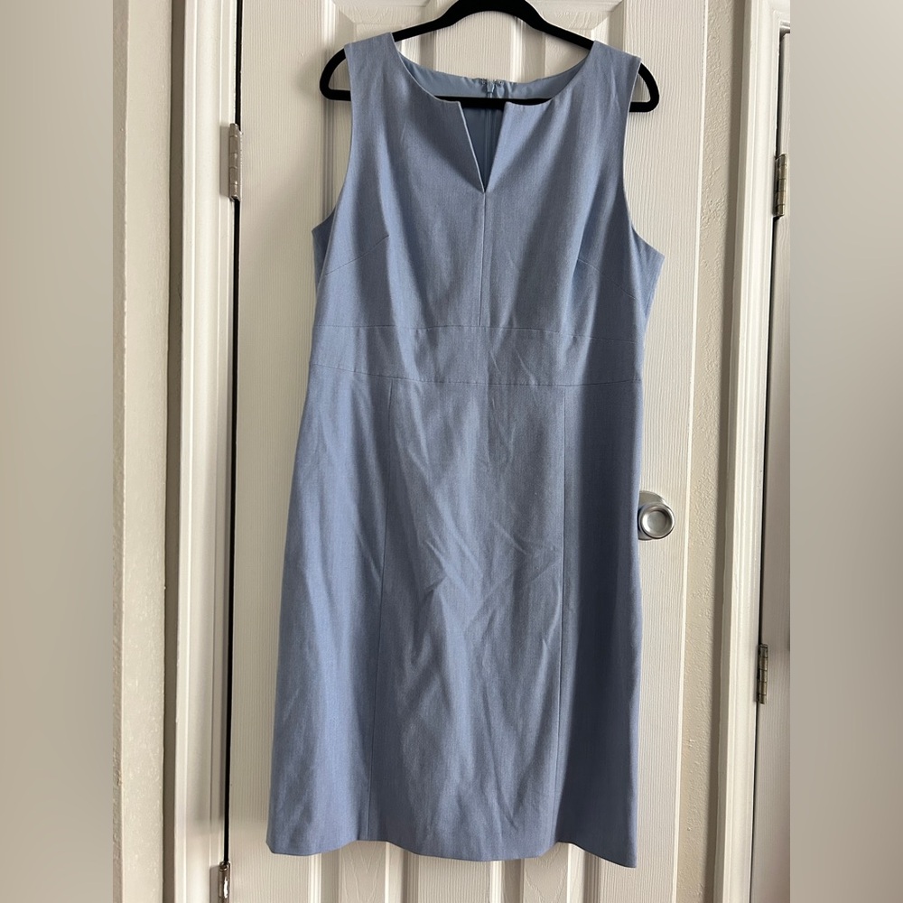 Banana Republic Sleeveless Sky Blue V-Notch Midi Dress